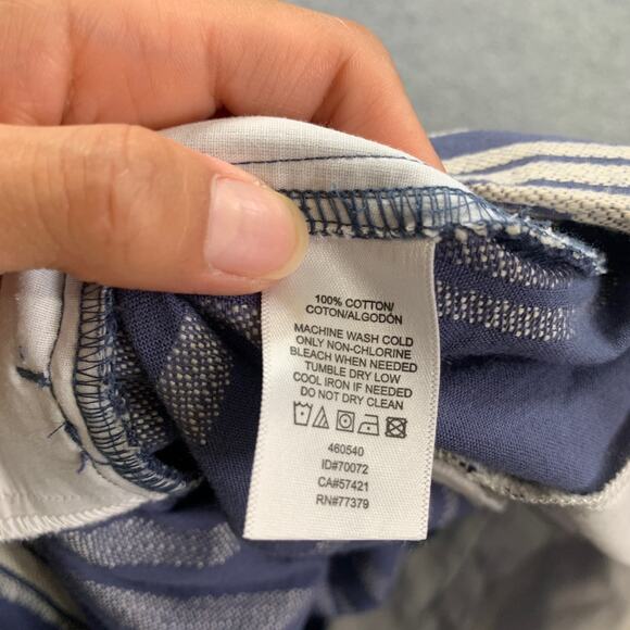 Ann Taylor Shorts Womens 8 Blue Snow Signature Mid Rise Striped Zip Fly Pocket - Picture 9 of 12